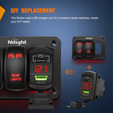 Nilight Red Rocker Switch Style Charger PD Type C QC 3.0 USB, view 4