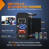 Nilight 12V USB Charger PD Type C and QC 3.0 Car USB Quick Charge with LED Voltmeter, view 4