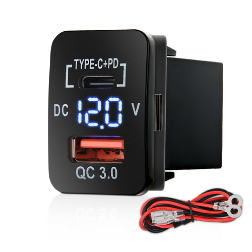 Nilight 12V USB Charger PD Type C and USB Quick Charge with LED Voltmeter