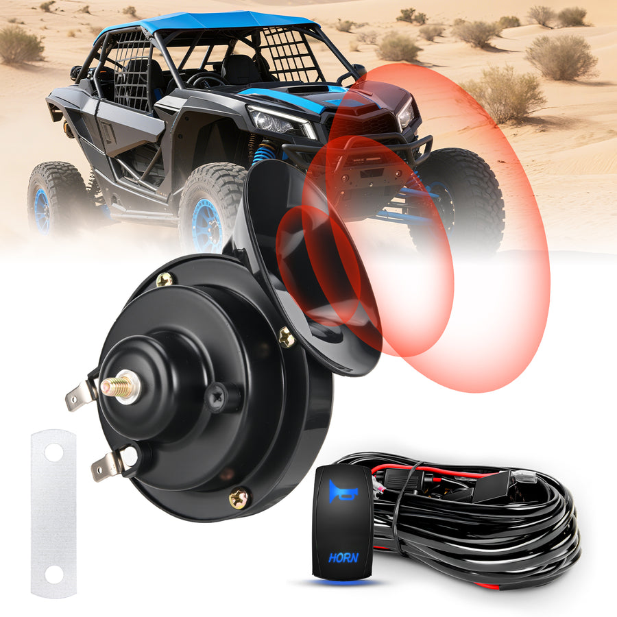 Nilight 12V UTV Horn Wiring Harness Kit with Blue LED Momentary Rocker Switch 60DB Horn Compatible with Polaris RZR Ranger Can Am Kawasaki Teryx Arctic Cat Yamaha Rhino Golf Cart Tractors