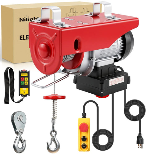 Nilight 1320LBS Electric Hoist 110V Electric Winch with Wireless & Wired Remote Control, Single/Double Slings 39FT Lifting Height Lift Hoist Material Handling Tool for Warehouses Factories Garage