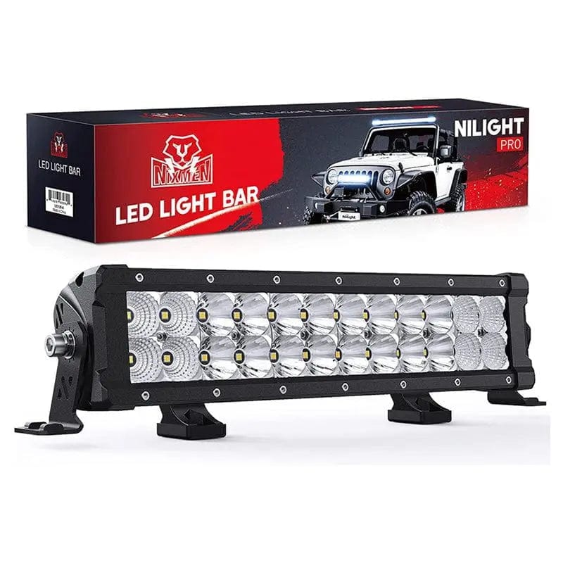 Nilight 13.5 Inch 120W 14400LM Double Row Osram P8-5W Chips Spot Flood Led Light Bar