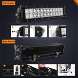 Nilight 13.5 Inch 120W 14400LM Double Row Osram P8-5W Chips Spot Flood Led Light Bar, view 3
