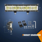 Nilight 13.5 Inch 456W Side Shooter Quadruple Row Spot Flood LED Light Bar Kit | 16AWG Wire 3Pin Switch, view 2