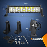 Nilight 13.5 Inch 72W Double Row Spot Flood Led Light Bar | 16AWG Wire 5Pin Switch, view 2