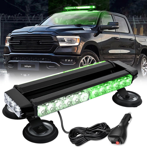 Nilight 14.5 Inch 30LED Strobe Light Bar Double Side Rooftop Green White