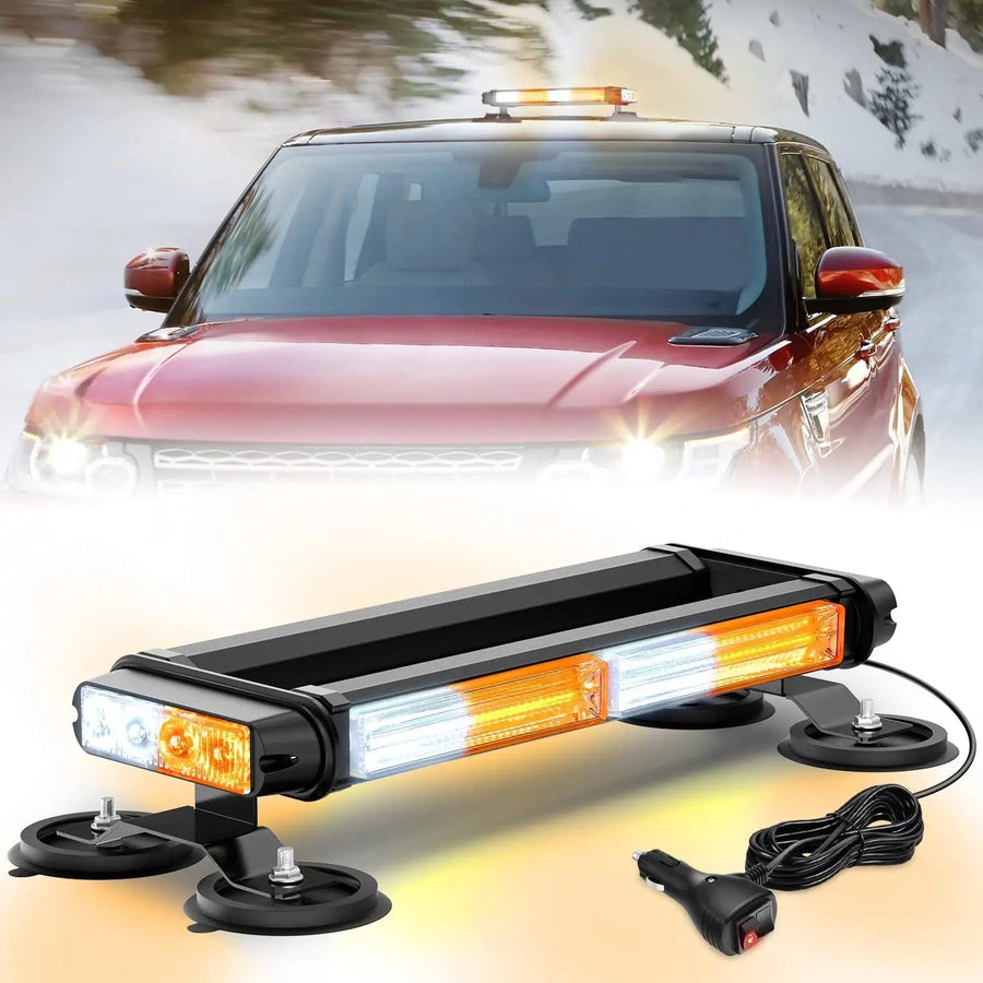 Nilight 14.5 Inch Amber White COB LED Strobe Rooftop Flashing Magnetic Light Bar