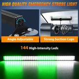 Nilight 144 LED Strobe Traffic Advisor Light Bar Green White with Controller 2 in 1 Automotive Emergency Warning Flashing Police Windshield Lights Bars for Cars Tow Plow Trucks Construction Vehicles, view 2