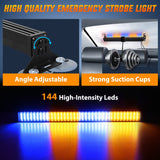 Nilight 144 LED Strobe Traffic Advisor Light Bar Amber Blue with Controller 2 in 1 Automotive Emergency Warning Flashing Police Windshield Lights Bars for Cars Tow Plow Trucks Construction Vehicles, view 5