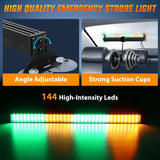 Nilight 144 LED Strobe Traffic Advisor Light Bar Amber Green with Controller 2 in 1 Automotive Emergency Warning Flashing Police Windshield Lights Bars for Cars Tow Plow Trucks Construction Vehicles, view 2