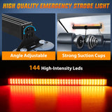 Nilight 144 LED Strobe Traffic Advisor Light Bar Amber Red with Controller 2 in 1 Automotive Emergency Warning Flashing Police Windshield Lights Bars for Cars Tow Plow Trucks Construction Vehicles, view 2