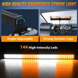 Nilight 144 LED Strobe Traffic Advisor Light Bar Amber White with Controller 2 in 1 Automotive Emergency Warning Flashing Police Windshield Lights Bars for Cars Tow Plow Trucks Construction Vehicles, view 2