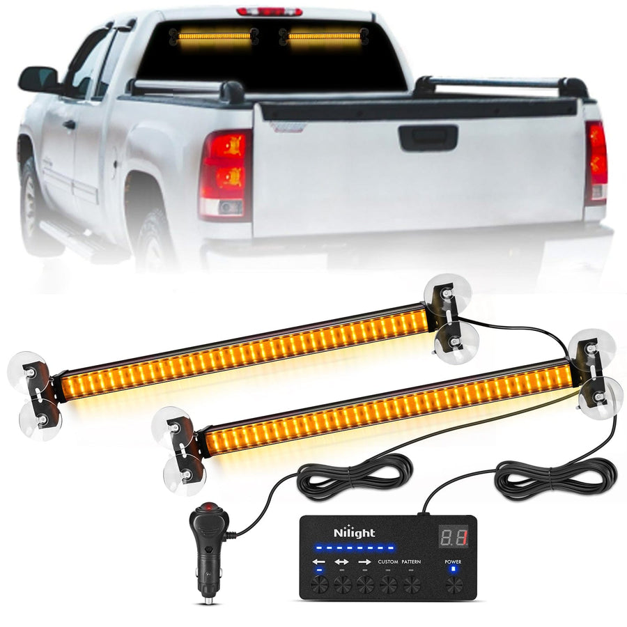 Nilight 144 LED Strobe Traffic Advisor Light Bar Amber with Controller 2 in 1 Automotive Emergency Warning Flashing Police Windshield Lights Bars for Cars Tow Plow Trucks Construction Vehicles