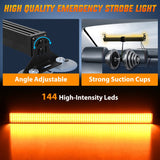 Nilight 144 LED Strobe Traffic Advisor Light Bar Amber with Controller 2 in 1 Automotive Emergency Warning Flashing Police Windshield Lights Bars for Cars Tow Plow Trucks Construction Vehicles, view 2