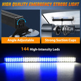 Nilight 144 LED Strobe Traffic Advisor Light Bar Blue White with Controller 2 in 1 Automotive Emergency Warning Flashing Police Windshield Lights Bars for Cars Tow Plow Trucks Construction Vehicles, view 2