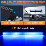 Nilight 144 LED Strobe Traffic Advisor Light Bar Blue with Controller 2 in 1 Automotive Emergency Warning Flashing Police Windshield Lights Bars for Cars Tow Plow Trucks Construction Vehicles, view 3