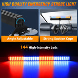 Nilight 144 LED Strobe Traffic Advisor Light Bar Red Blue with Controller 2 in 1 Automotive Emergency Warning Flashing Police Windshield Lights Bars for Cars Tow Plow Trucks Construction Vehicles, view 2