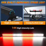 Nilight 144 LED Strobe Traffic Advisor Light Bar Red White with Controller 2 in 1 Automotive Emergency Warning Flashing Police Windshield Lights Bars for Cars Tow Plow Trucks Construction Vehicles, view 5