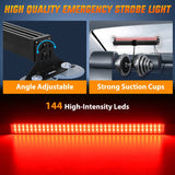 Nilight 144 LED Strobe Traffic Advisor Light Bar Red with Controller 2 in 1 Automotive Emergency Warning Flashing Police Windshield Lights Bars for Cars Tow Plow Trucks Construction Vehicles, view 2