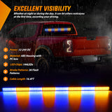 Nilight 144LED Traffic Advisor Strobe Light Bar with Controller Amber Blue Emergency Warning Lights Hazard Interior Front/Rear Windshield Flashing for Cars Plow Trucks Construction Vehicles, view 3