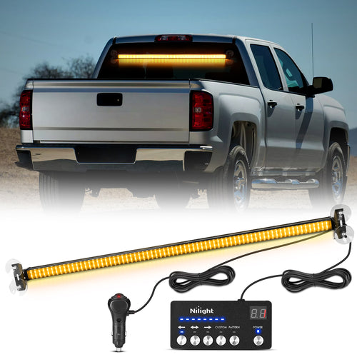 Nilight 144LED Traffic Advisor Strobe Light Bar with Controller Amber Emergency Warning Hazard Interior/Front/Rear Windshield Flashing for Cars Plow Trucks Construction Vehicles