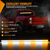 Nilight 144LED Traffic Advisor Strobe Light Bar with Controller Amber White Emergency Warning Lights Hazard Interior Front/Rear Windshield Flashing for Cars Plow Trucks Construction Vehicles, view 4