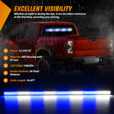Nilight 144LED Traffic Advisor Strobe Light Bar with Controller Blue White Emergency Warning Lights Hazard Interior Front/Rear Windshield Flashing for Cars Plow Trucks Construction Vehicles, view 5