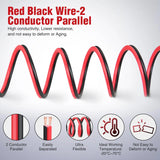 Nilight 14AWG 100FT Wire Copper Clad Aluminum 2 Conductor Parallel Wire Red Black 12V/24V DC Cable Flexible Extension Cords for Model Train Car Audio Radio Amplifier DIY, view 5