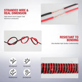 Nilight 14AWG 50FT Copper Clad Aluminum Wire 14/2 Gauge Red Black CCA Electrical Cable 2 Conductor Parallel 12V/24V DC Flexible Extension Cords, view 6