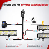 Nilight 14AWG LED Light Bar Wiring Harness Kit 12V On Off 5Pin Rocker Switch Laser Waterproof Toggle Switches Power Relay Blade Fuse for Work Lights Cars Boat ATV Trucks-3 Leads, Bule, view 2