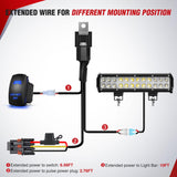 Nilight 14AWG LED Light Bar Wiring Harness Kit with Pulse Power Plug | Connector 12V On Off 5Pin Rocker Switch Relay Fuse for Polaris RZR General Ranger Pulse Bus bar - 1 Lead Blue, view 4
