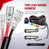 Nilight 14AWG Wire Harness Kit 2 Leads W/ 12V 5Pin Switch | 3 Fuses | 4 Spade Connectors, view 2
