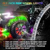 Nilight 15.5 Inch LED Wheel Ring Lights Double Row RGB APP Remote Control 4Pcs, view 6