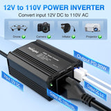 Nilight 150W Power Inverter 12V DC to 110V AC Car Converter with PD 30W USB C & QC3.0 for Phones Tablets Laptop Computer Game Console Kindle iPad DVD Players Black, view 3