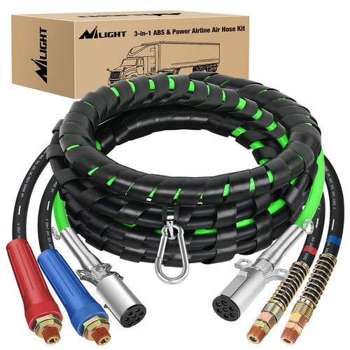 Nilight 15FT 3-in-1 ABS Electrical Cord Cable & Rubber Air Power Line Hose Kit