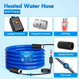 Nilight 15FT Heated Water Hose RV 5/8inch Inside Diameter -45°F Freeze Protaction Antifreeze Garden Drinking Hoses with Saving Thermostat and Smart Heat System for Winter Camper Supply Accessories, view 2