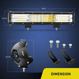 Nilight 15 Inch 216W 21600LM Triple Row Spot Flood Led Light Bar, view 2