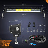 Nilight 15.5 Inch 60W 6650LM Slim Spot Flood DRL LED Light Bar Kit | 16AWG Wire DT Switch, view 3
