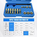 Nilight 15PCS Metric Thread Chaser Set with Case Universal M6 M8 M10 M12 | 7 Taps 7 Dies 1 Threads File Thread Repair Kit Master Automotive Tool for Mechanics Auto Shops Home Garage Mobile Repair, view 5
