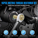 Nilight 15PCS Metric Thread Chaser Set with Case Universal M6 M8 M10 M12 | 7 Taps 7 Dies 1 Threads File Thread Repair Kit Master Automotive Tool for Mechanics Auto Shops Home Garage Mobile Repair, view 6