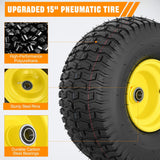 Nilight 15x6.00-6 Lawn Mower Tire, 15 Inch Pneumatic Rubber Tire with 3/4 Inch Axle Bore & 3 Inch Hub Length, Air-Filled Replacement Wheel for Riding Lawn Mowers, 1 Pack, view 3