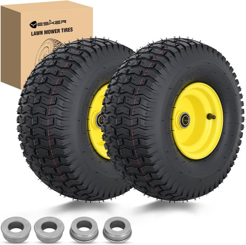 Nilight 15x6.00-6 Lawn Mower Tires, 15 Inch Pneumatic Rubber Tire with 3/4 Inch Axle Bore & 3 Inch Hub Length, Air-Filled Replacement Wheels for Riding Lawn Mowers, 2 Pack