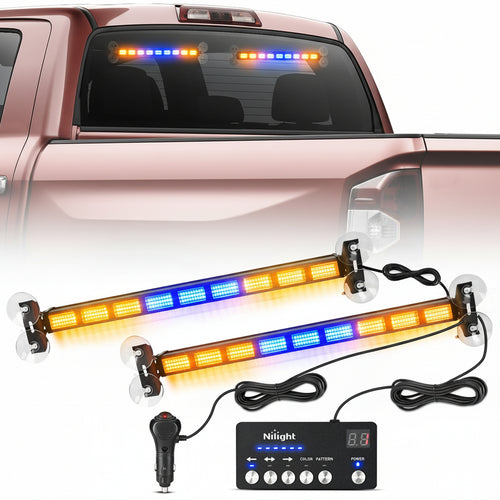 Nilight 162 LED Traffic Advisor Strobe Light Bar 2-in-1 Amber Blue Emergency Warning Hazard Lights with Controller 4 Switchable Color 36 Flash Pattern for Trucks Cars Tow Plow Construction Vehicles