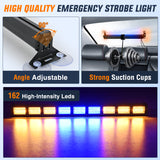 Nilight 162 LED Traffic Advisor Strobe Light Bar 2-in-1 Amber Blue Emergency Warning Hazard Lights with Controller 4 Switchable Color 36 Flash Pattern for Trucks Cars Tow Plow Construction Vehicles, view 4
