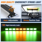 Nilight 162 LED Traffic Advisor Strobe Light Bar 2-in-1 Amber Green Emergency Warning Hazard Lights with Controller 4 Switchable Color 36 Flash Pattern for Trucks Cars Tow Plow Construction Vehicles, view 4