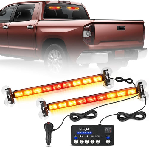 Nilight 162 LED Traffic Advisor Strobe Light Bar 2-in-1 Amber Red Emergency Warning Hazard Lights with Controller 4 Switchable Color 36 Flash Pattern for Trucks Cars Tow Plow Construction Vehicles