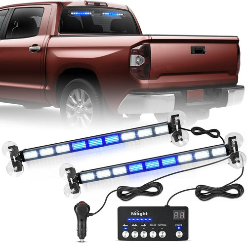 Nilight 162 LED Traffic Advisor Strobe Light Bar 2-in-1 Blue White Emergency Warning Hazard Lights with Controller 4 Switchable Color 36 Flash Pattern for Trucks Cars Tow Plow Construction Vehicles