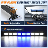 Nilight 162 LED Traffic Advisor Strobe Light Bar 2-in-1 Blue White Emergency Warning Hazard Lights with Controller 4 Switchable Color 36 Flash Pattern for Trucks Cars Tow Plow Construction Vehicles, view 4