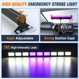 Nilight 162 LED Traffic Advisor Strobe Light Bar 2-in-1 Purple White Emergency Warning Hazard Lights with Controller 4 Switchable Color 36 Flash Pattern for Trucks Cars Tow Plow Construction Vehicles, view 4