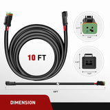 Nilight 2PCS 16AWG 10FT Wire Extension Kit 2Pin Socket DT Connector, view 2
